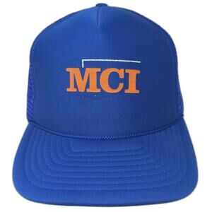 Calhead Trucker Hat Blue Orange MCI Logo Mesh Snapback OS Adjustable Foam Hat